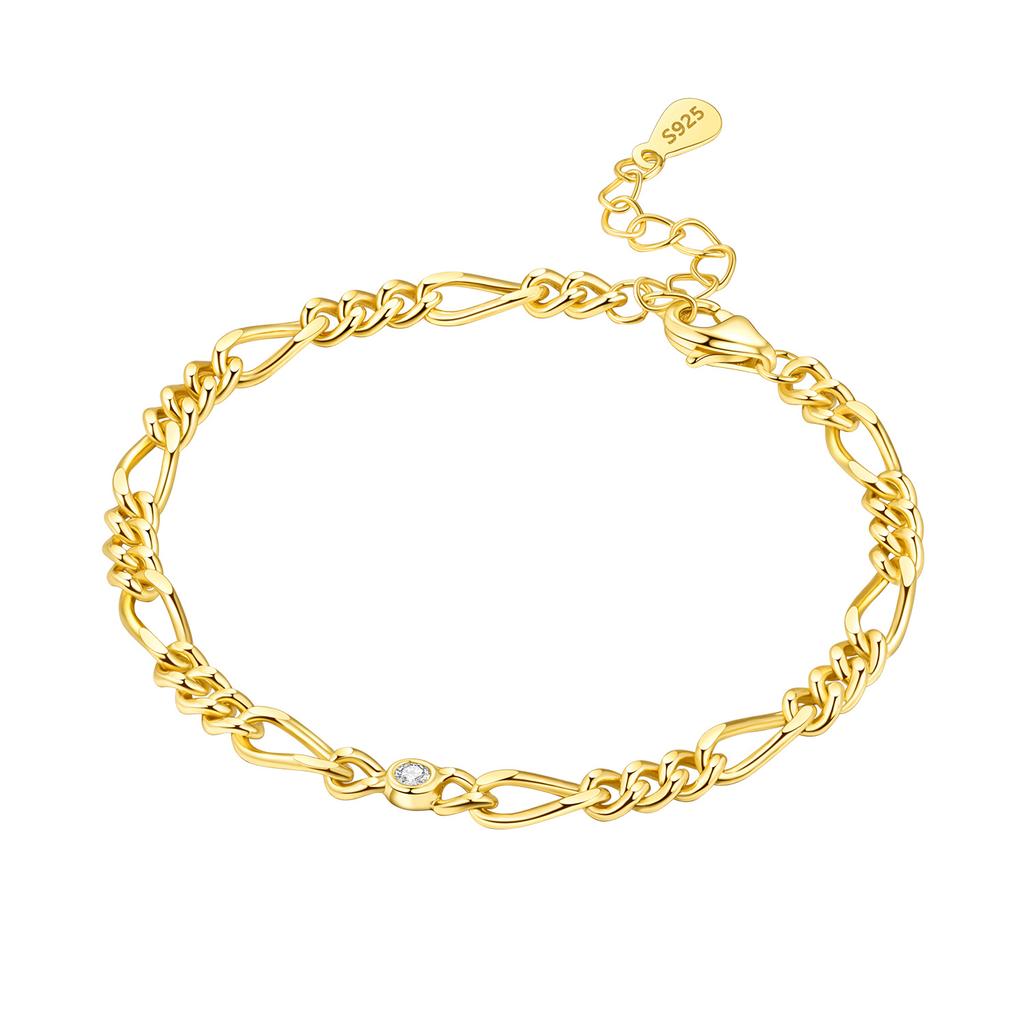New 925 Silver Exquisite Golden Starry Bracelet Chain Link Women Bracelet Birthday Festival Jewelry Gifts