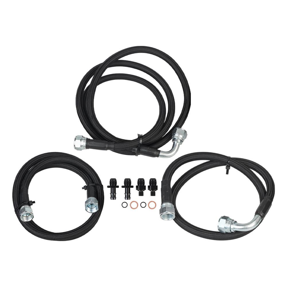 Transmission Cooler Hose Line Kit For Dodge Ram Cummins 47RE 48RE 2003-07 Black