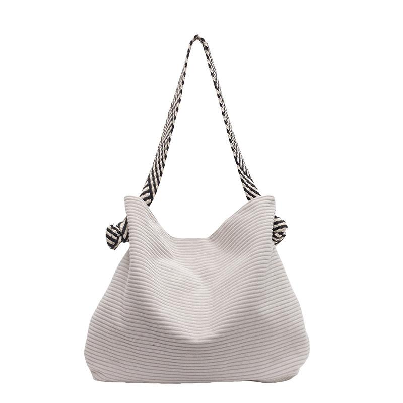 Large capacity pleated shoulder bag women's 2025 new simple broadband tote bag fashion style Korean version handbag