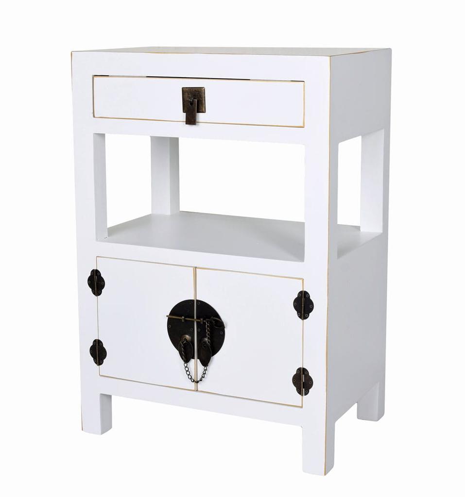 Wooden nightstand white console in asian style