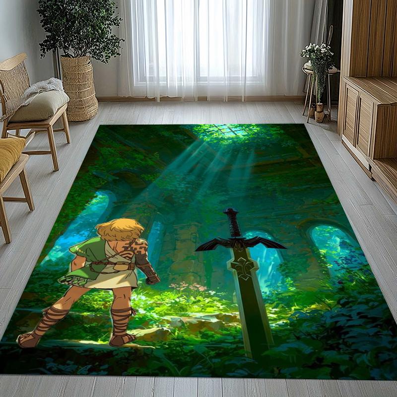 Retro Z-Zelda Cartoon Link Spiele Wohnzimmer Rutschfester Teppich Weicher Teppich für Schlafzimmer Kinderzimmer Spielzimmer Sofa, Heimdekoration Fußmatte