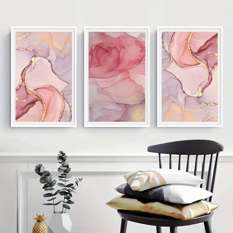 3pcs Modern Poster Abstract Pink Marble Canvas Posters Wall Art for Living Room Decoration Luxury Poster and Print Ideal Gift