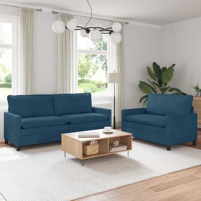 Maison Exclusive - Ensemble de Canapés 2 pc Bleu Velours