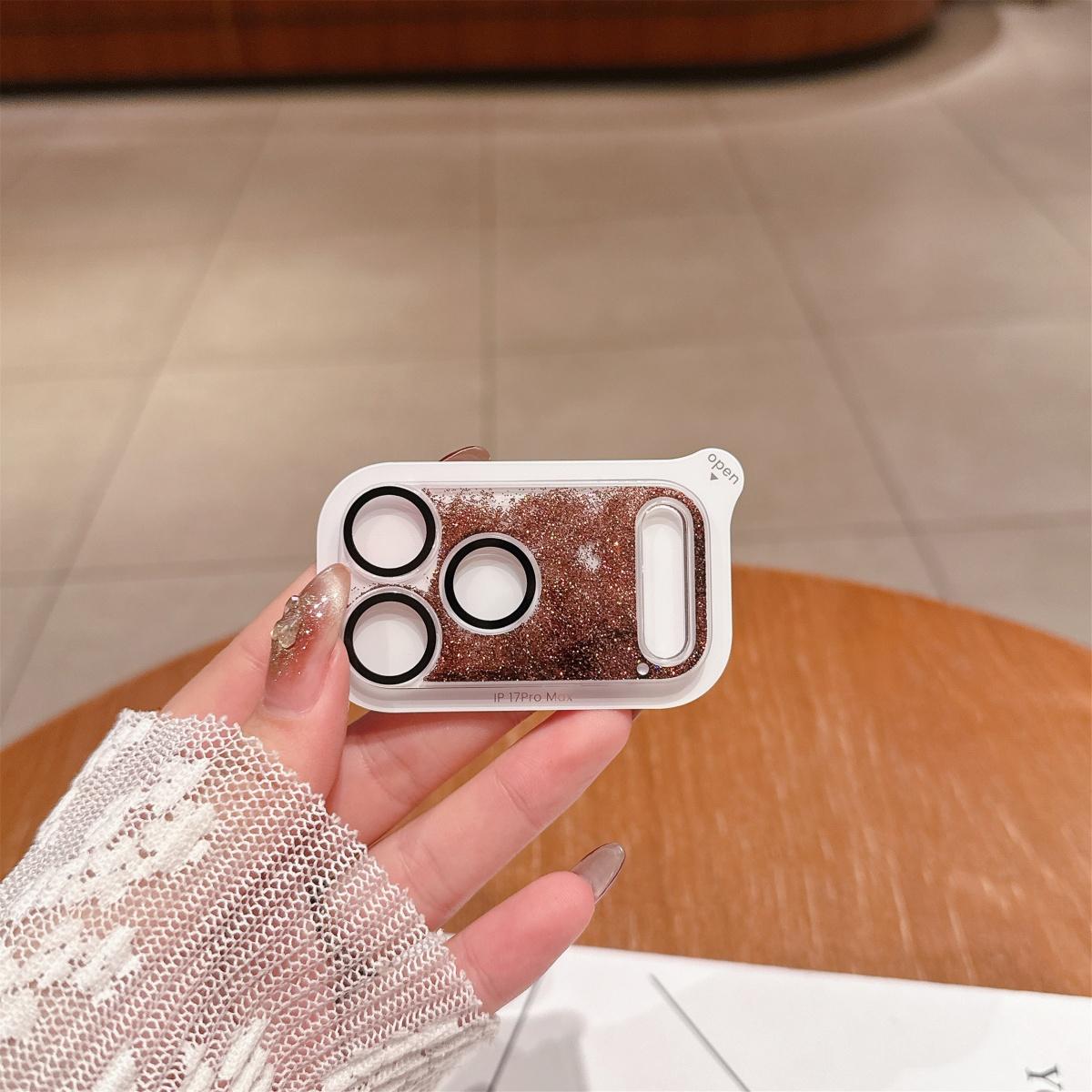 

Glitter Quicksand Dynamic Sequins Lens Glass Film On For iPhone 17 Pro Max Shiny Anti-scratch HD Camera Protect Cap Cover For iPhone 17Pro