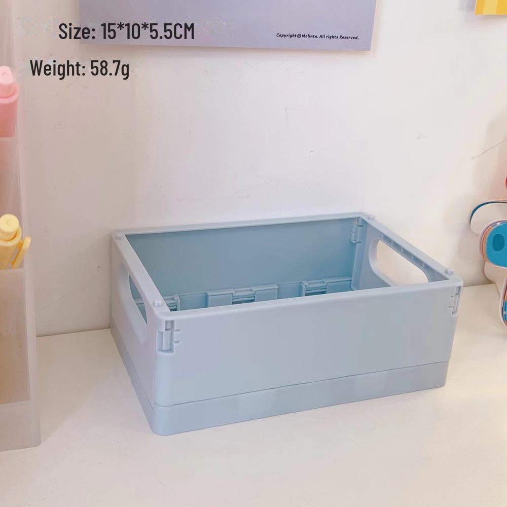 Korean Mini Folding Storage Box - Compact Organizer for Desktop, Stationery, and Skincare Essentials