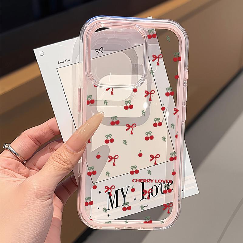 Cute Pink Bow Phone Case For For Iphone 17 Pro Max Case For Iphone 1 13 14 11 12 16 Pro Max Transparent 2 IN 1 Shockproof Soft Cover