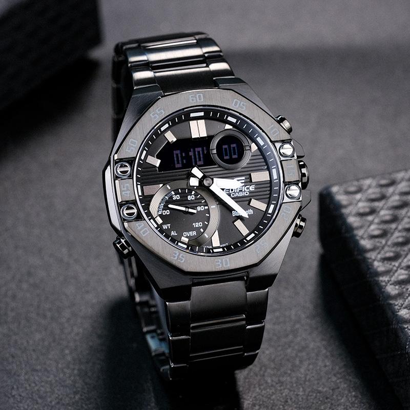 Casio EDIFICE Series Fashionable Business Bluetooth Connected Classic Pointer Sports Waterproof Watch Quartz Movement Resin Strap ECB-10YDC-1APR