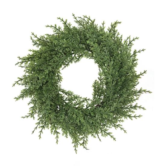 Christmas Pine And Cedar Wreath Winter Faux Greenery Wreath Holiday Fake Cedar Wreath for Indoor Outdoor Front Door Farmhouse Decoration
