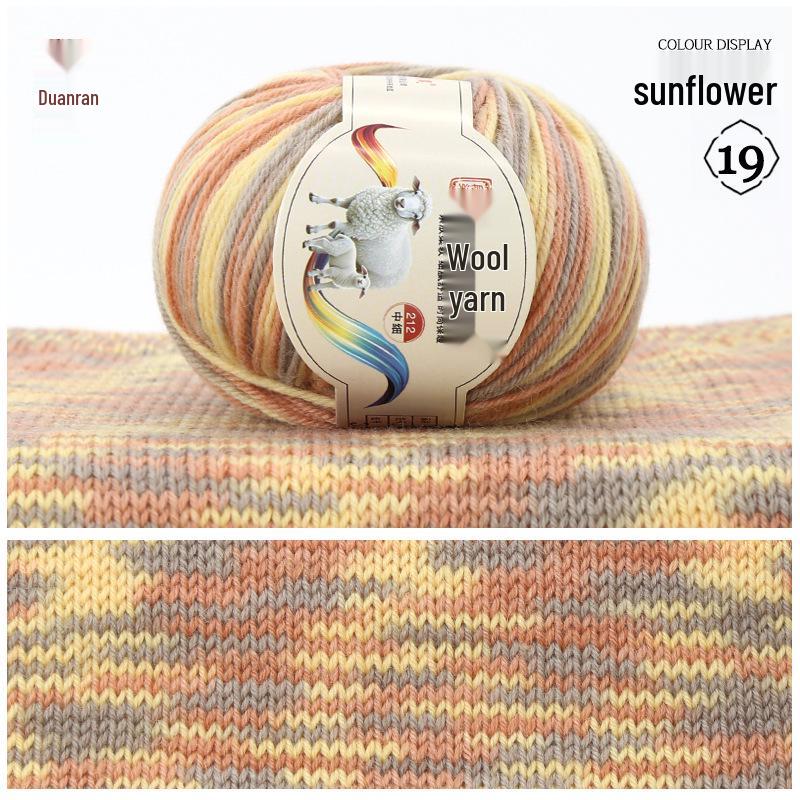 Rainbow Gradient Wool Yarn for Hand-Knitted Sweaters, Baby Hats, and Scarves