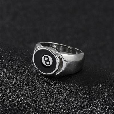 Anello Palla da Biliardo Nera Numero 8 per Uomo, Ciondolo Personalità, Accessori per Cocktail Party, Otto ,