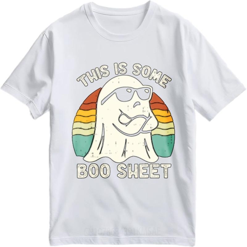 Minimalist Tshirt Breathable Boys Round Neck tshirt Black This Is Some Boo Sheet Ghost With Sunglasses Classic Boys Tshirt