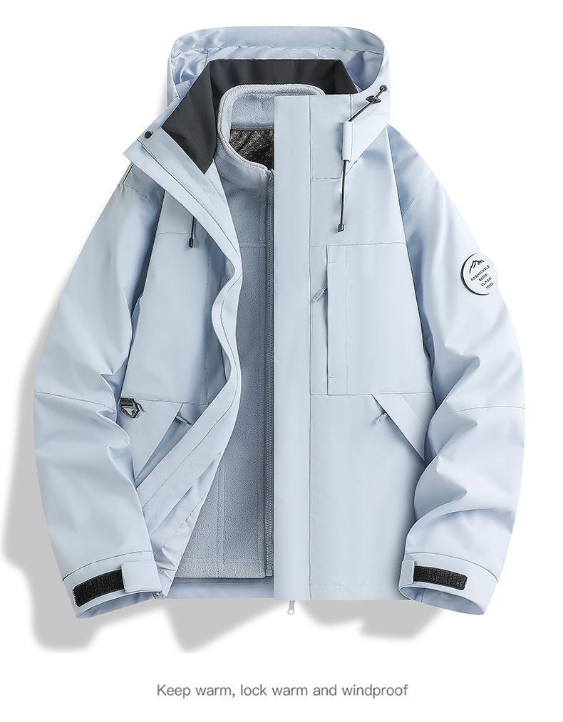 Kamel-Stil Drei-in-Eins Wasserdicht Winddicht Pärchen Bergsteigerjacken Set