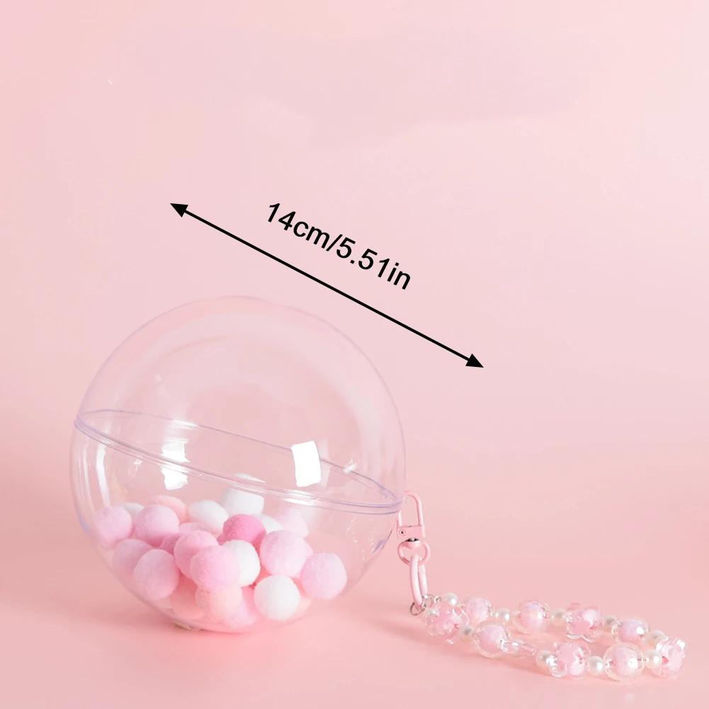 Small Doll Storage Bag Outdoor Doll Bag Keychain Portable Carrying Case Transparent Doll Display Bag with Plush Ball