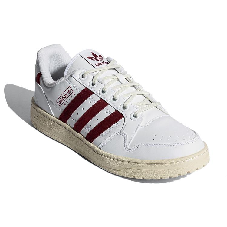 Adidas Originals NY 90 Stripes Leather Slip Resistant Abrasion Resistant Low top Skateboard Shoes Unisex White Red HQ4271
