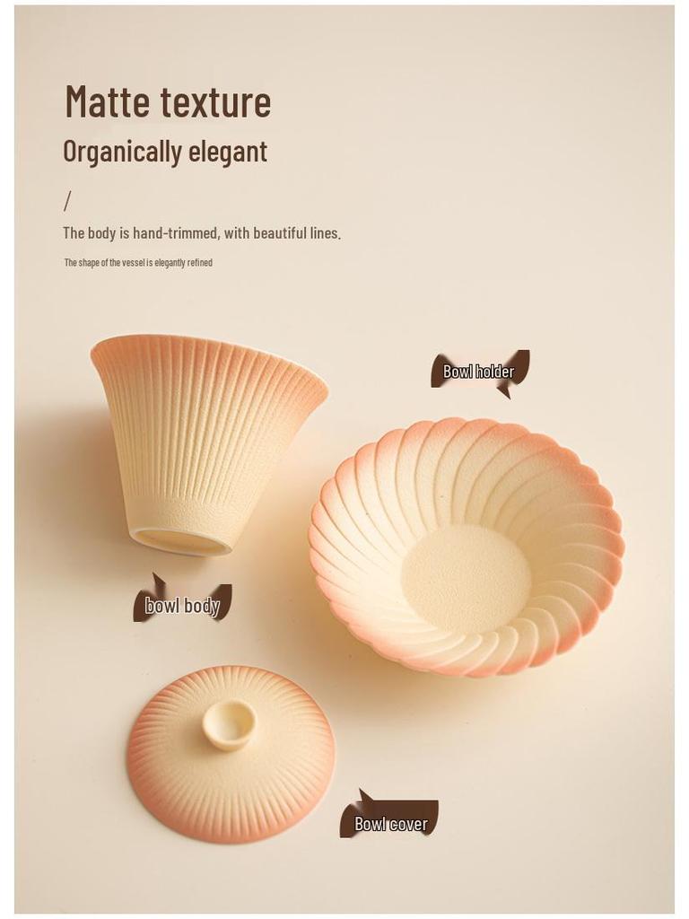 Gradient Fireworks Blooming Gaiwan Teacup Set - High-end Ceramic Kung Fu Tea Set with Gift Box for Spring Festival Souvenir