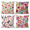 Colorful Flowers Pillow Case Anti-dustmite Pillowcase Invisible Zipper Silky Short Plush Sofa Cushion Cover