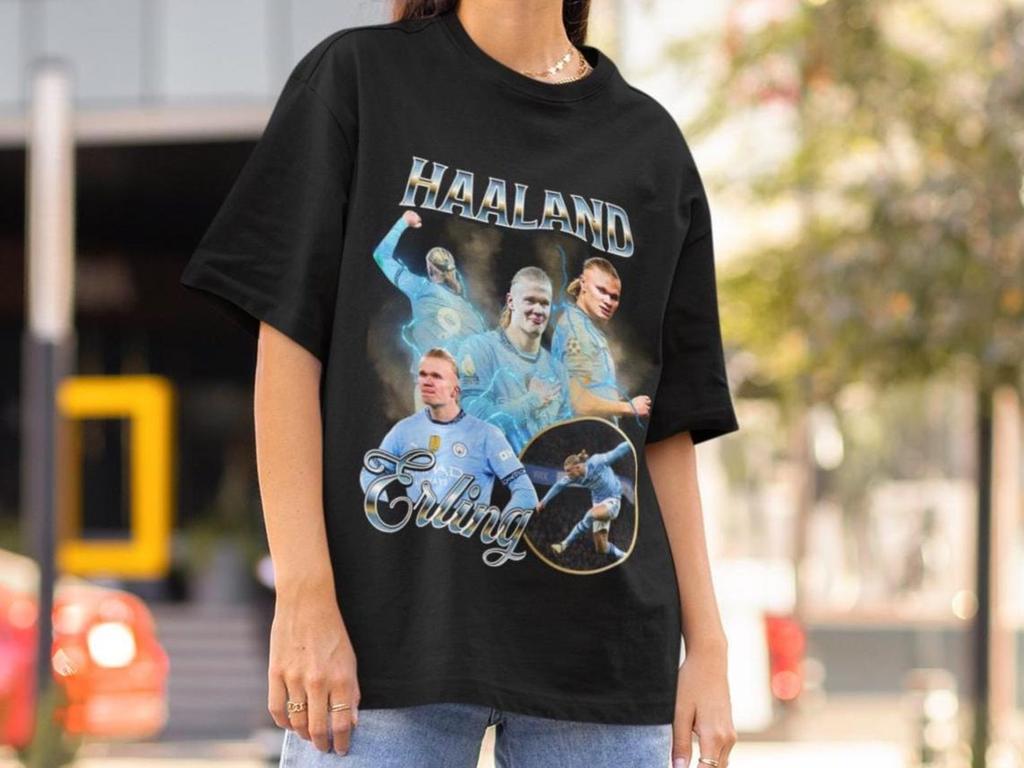 Erling Haaland Retro Vintage 90s Graphic T-Shirt Man City Tee Soccer Manchester City Football Tee Cotton Oversized Shirt Haaland Shirt gift