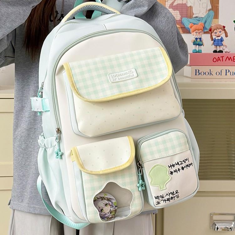 Schoolbag Wholesale Schoolbag Female Japanese Ins Cute Dopamine Contrasting Color College Style Primary and Secondary School Students Travel Backpack,