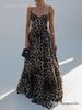Leopard Print Elegant Sling Maxi Dress - New Autumn Collection for Women