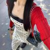 Pure desire style temperament polka dot suspender dress women's summer new design sense splicing waist showing thin long skirt tide