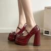 Ultra High Heels Women Shoes Mary Jane Platform Shoes Fashion Patent Leather High Heel Shoes Luxury Banquet Party Dress Footwear