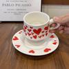 Korean Style Heart Ceramic Cup Dish Sets for Women New High Aesthetic Handle Coffee Mugs Exquisite Afternoon Tea Dessert Dish