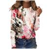 Women's Fashion Casual Long Sleeve Print Round Neck Pullover Top Blouse