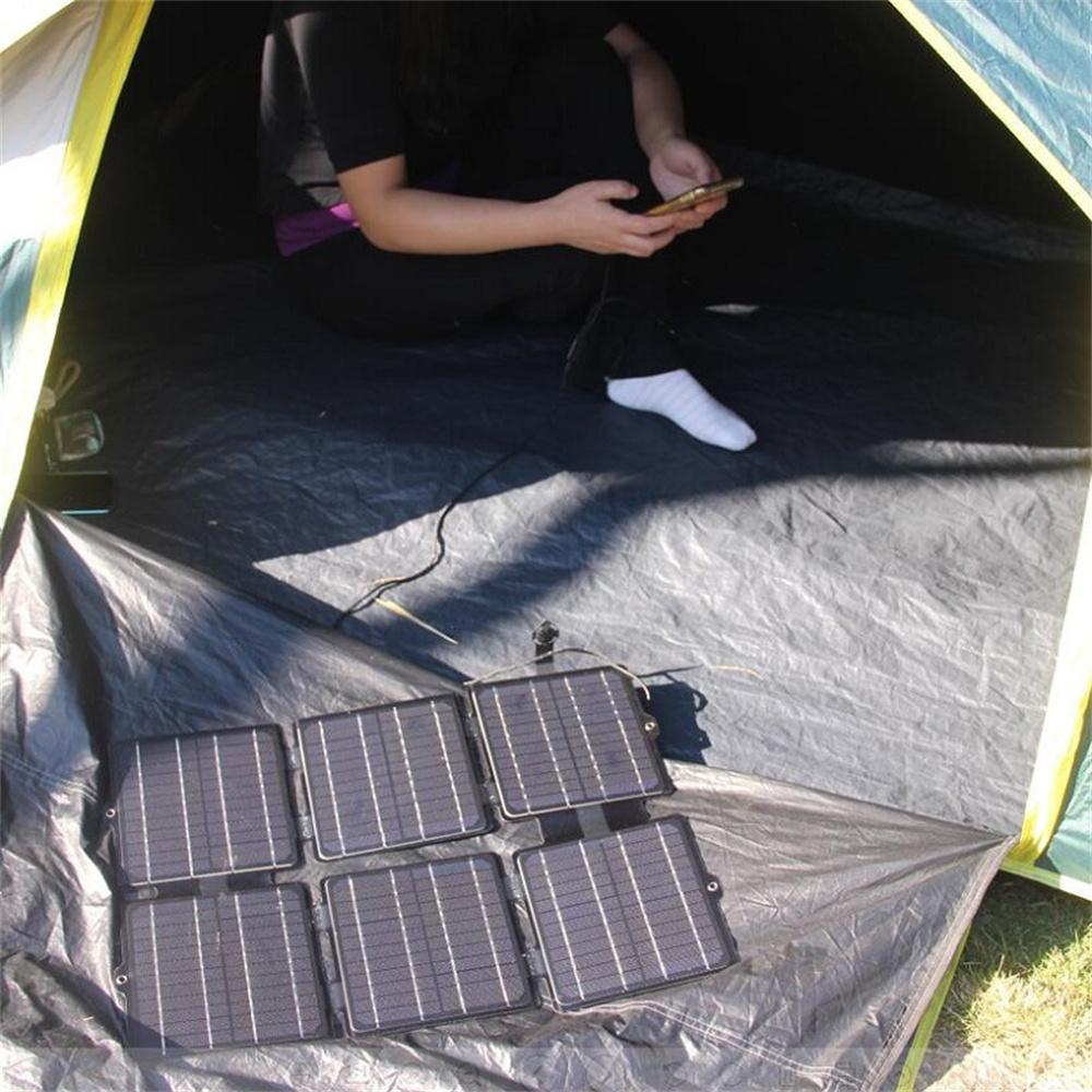 

Portable 30W 5V/12V ETFE Solar Panel Foldable Mobile Phone Charger Blue