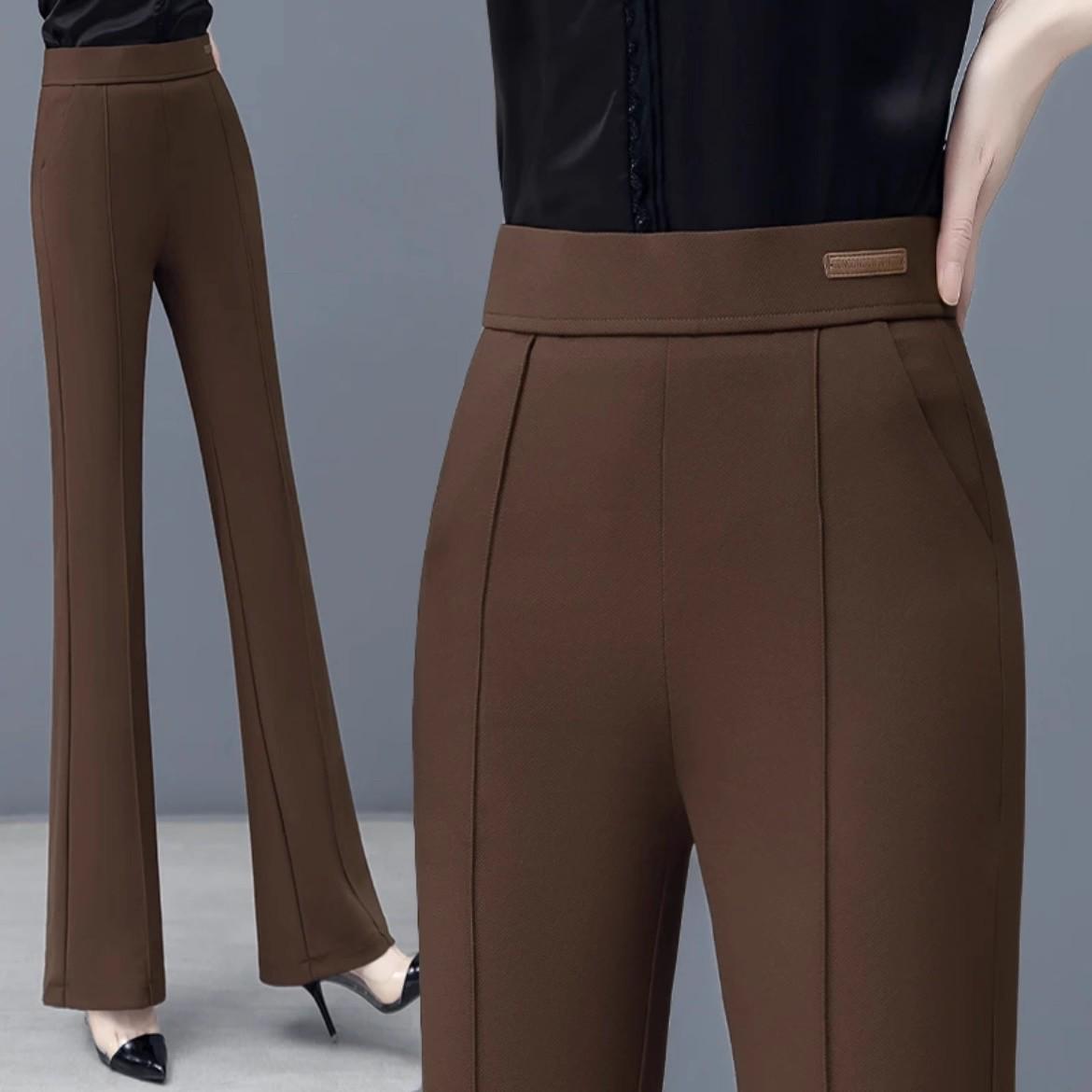 

Fluffy High-Waist Slimming Micro-Flare Pants for Women - Autumn/Winter 2025 Fashion, Casual Petite Elastic Drape. 28/L - 105-115 lbs