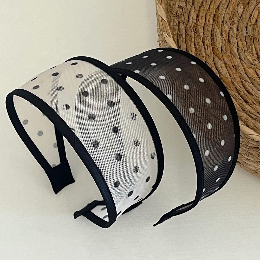 Polka Dot Pattern Hair Hoop Soft Fabric Face Washing Headband Comfortable Mesh Headband Daily Wear