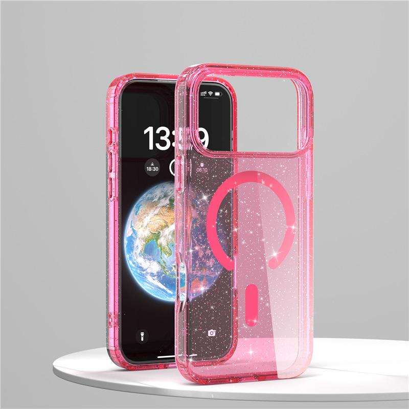 Applicable To Apple 17Pro Mobile Phone Case Glitter iphone17AIR Transparent 17Pro Max Magnetic Case