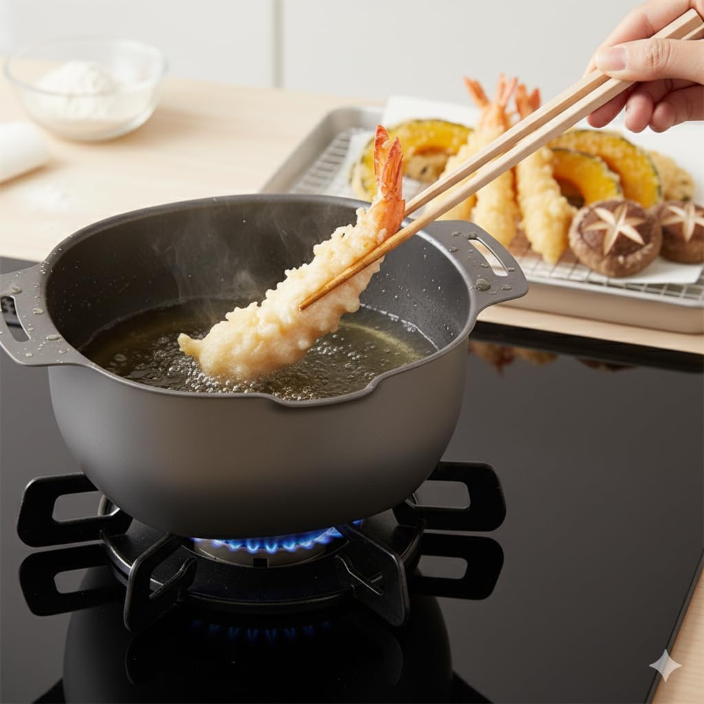 Maruyama Giken SOEN MGJP Deep Fryer IH and Gas Stove Oval for Tempura and Deep Made In Japan SE-69, Compatible, Shape, Spout, Seamless, Frying,