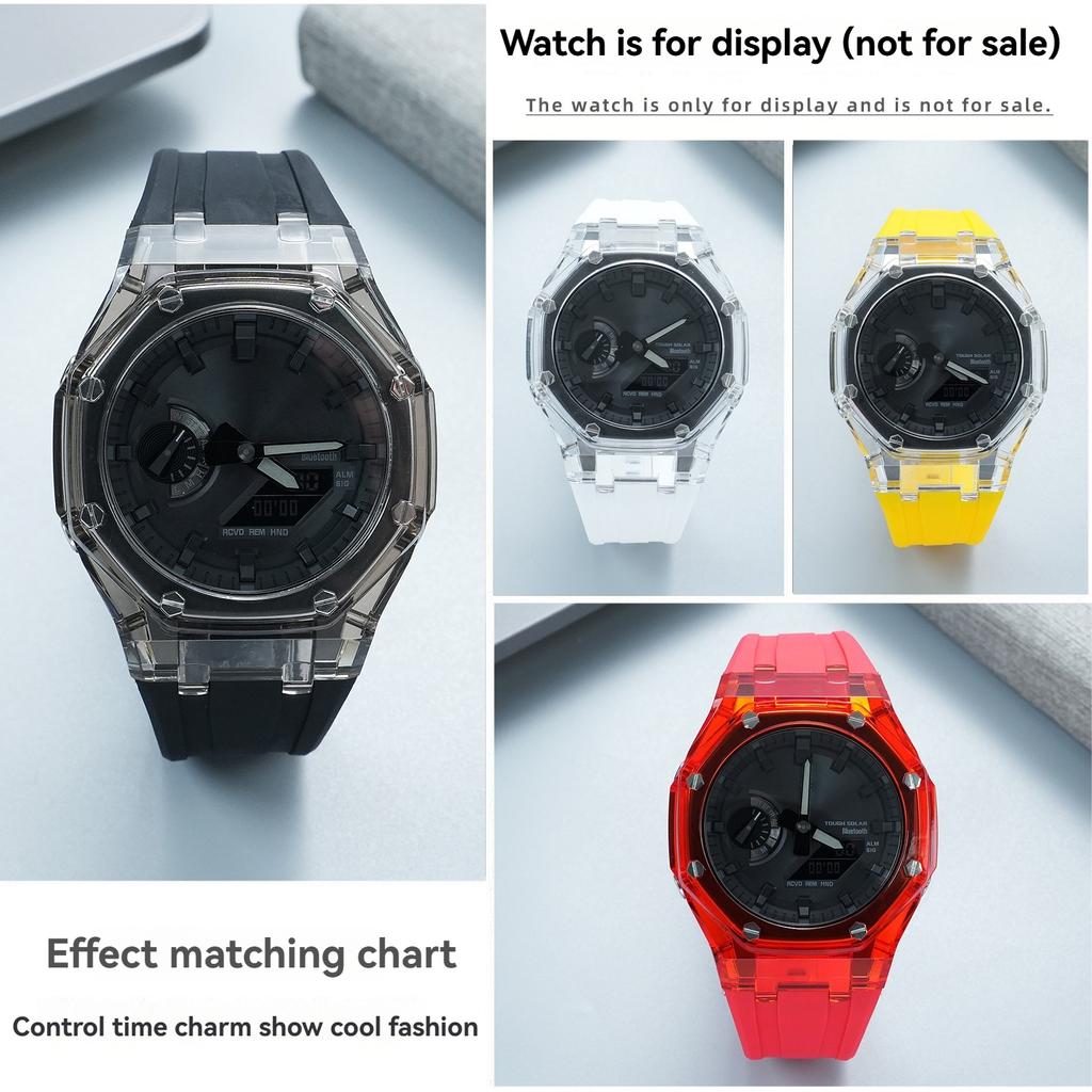 Für Casio GA2100 GA-B2100 Transparenter Lünettenrahmen Mod Kit - Strapazierfähiges Gummi Sportarmband Ersatzzubehör für GA2110 Uhren