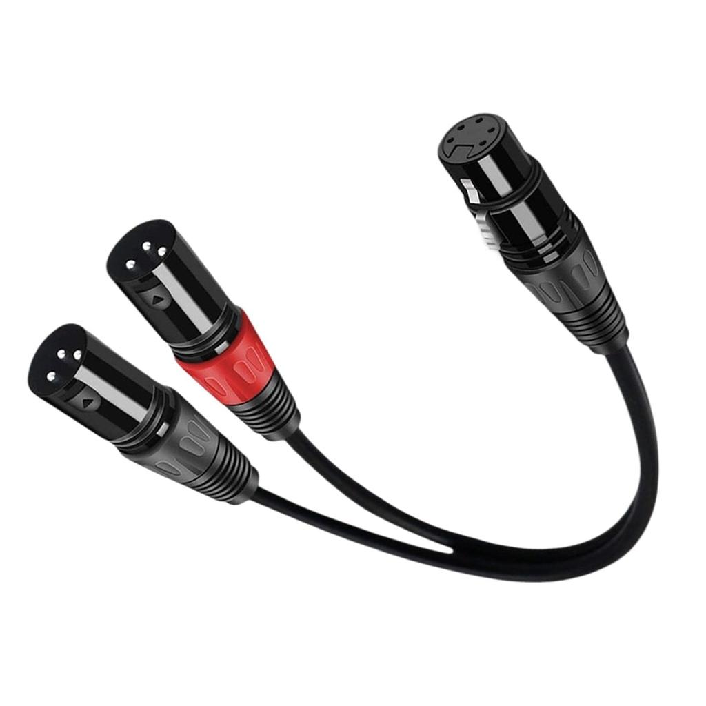 Freneci Dual DMX Y Splitter Cable 3-Pin Male to 5-Pin Female XLR Light Microphone Adapter 0.5m
