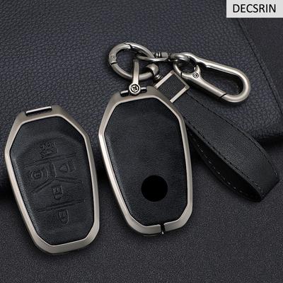 Zinc Alloy+Leather Car Remote Key Case Cover Protective Shell Fob For Ssang Yong G4 Rexton Autokeychain Styling Accessories