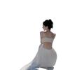 Heavy Industry Diamond Ornament Tube Top Suspender White Hollow Pleated Floor Mopping Dress Venus Dress Vacation Dress