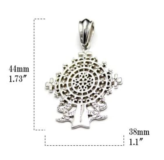 African Ethiopian Cross Silver Pendant for Women and Men