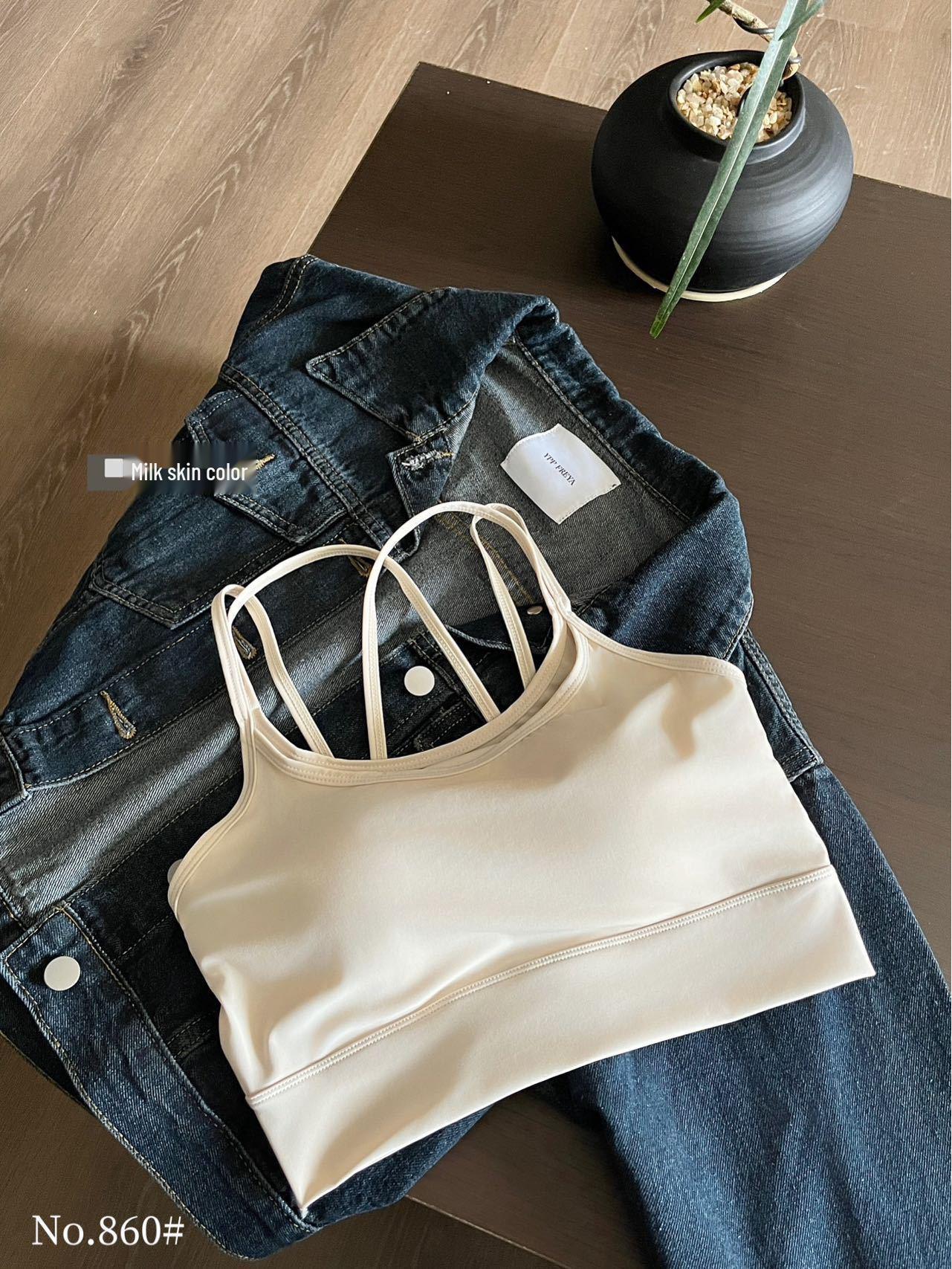 

Женский спортивный бюстгальтер с перекрестной спинкой: Весенне-летний стиль, йога средней интенсивности, тонкие бретели, конструкция против провисания One Size (Fits 80-130 Jin)