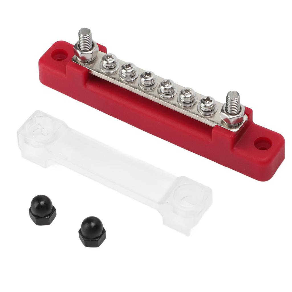 6 Terminal Distribution Block Bus Bar with PC Protection Cover M4 Screws M6 Binding Post for Cars Bo