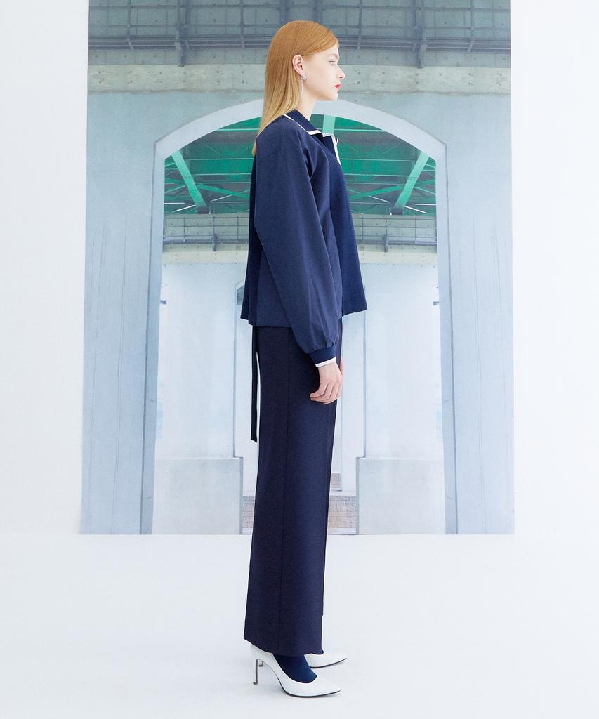 THE STUDIO K Pique Long Sleeve Top_Navy
