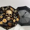 1PC Skull Flowers Umbrella-8-Rib Reinforced, Automatic Open, Lightweight & Durable, Fashion Accessory for Outdoor-D318