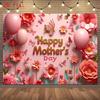 2D Muttertags Fotokabinen Hintergrund mit „Happy Mother's Day“ und romantischer Blumendekoration
