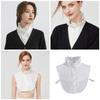 Womens Detachable Fake Collar White Blouses Half Shirt Elegant Ruffled Lace Patchwork French Style Neckwear Accessory