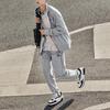 Anta Plain Logo Zip Jacket And Long Pants Casual Sports Suit Men Suit Gray 952357201-1