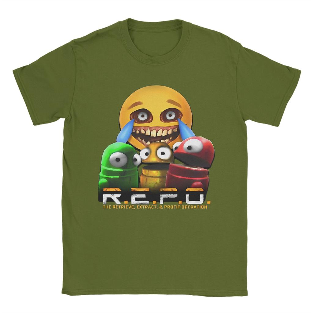 R.E.P.O Künstlerische Figuren der Inspiration T-Shirt Herren Baumwolle Vintage T-Shirt Rundhalsausschnitt Heißes Spiel Repo Roboter T-Shirts Merchandise Erwachsener