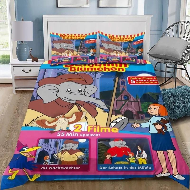 Catoon Benjamin the Elephant 3D Print Bedding Set Duvet Cover Pillowcase 2/3pcs Boy Girl Home Textile full size Kids Bedroom