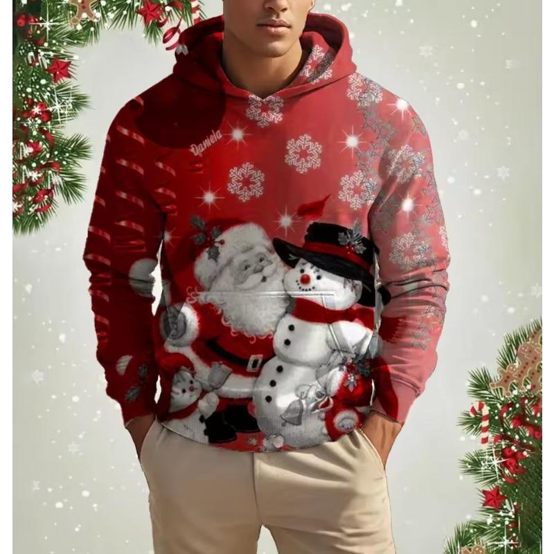 Men's Christmas Reindeer Print Hoodie Animal Cartoon Pattern Sweatshirt Casual Cute Polyester Spandex Blended Hooded Sweatshirt