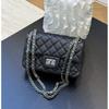 Echte Leder Kette Schultertasche Vintage Chic Crossbody Mit Gestepptem Design Verschluss