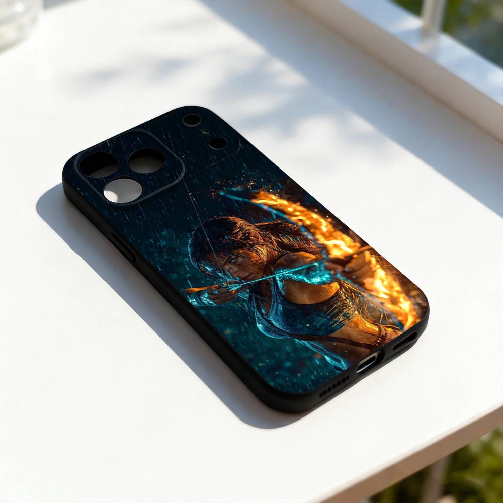 L-Lara C-Croft Cool For iPhone 17,16,15,14,13,12,11,Pro,Max,Plus,E,SE4,Air,Mini Black Soft Cover Phone Case