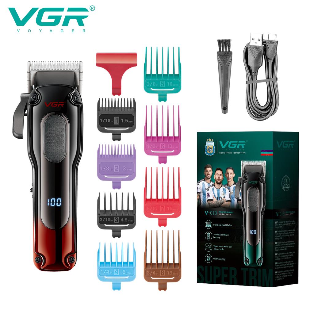 New VGR V-013 Electric Push Shear Metal Texture Hair Trimmer with Gradient Refinement Oil Head Clipper 6500RPM Smart Digital LED Display Hair Trimmer